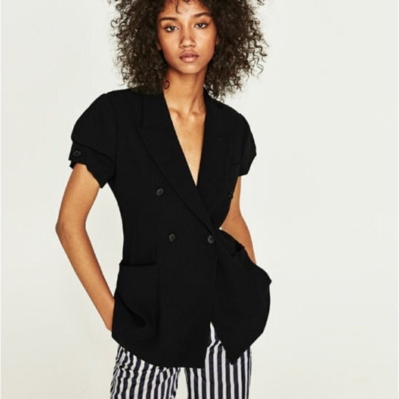 short sleeve black blazer